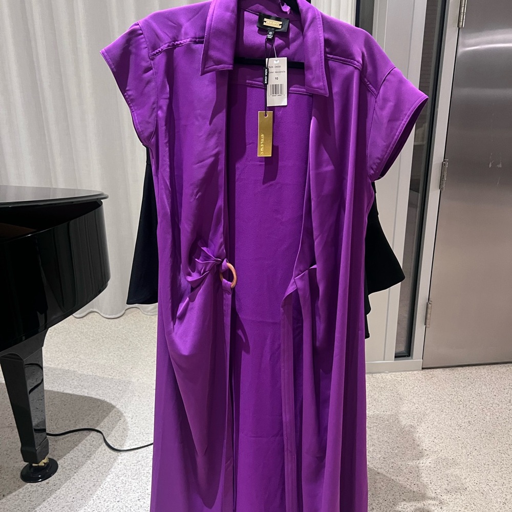 Purple Sleeveless Dress with Belt